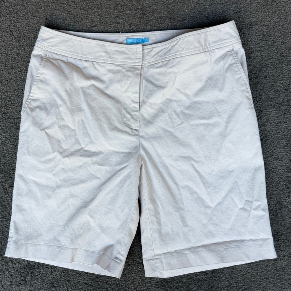 J.McLaughlin‎ Womens Bermuda Shorts Off White Cotton Blend Size 6 Preppy Classic